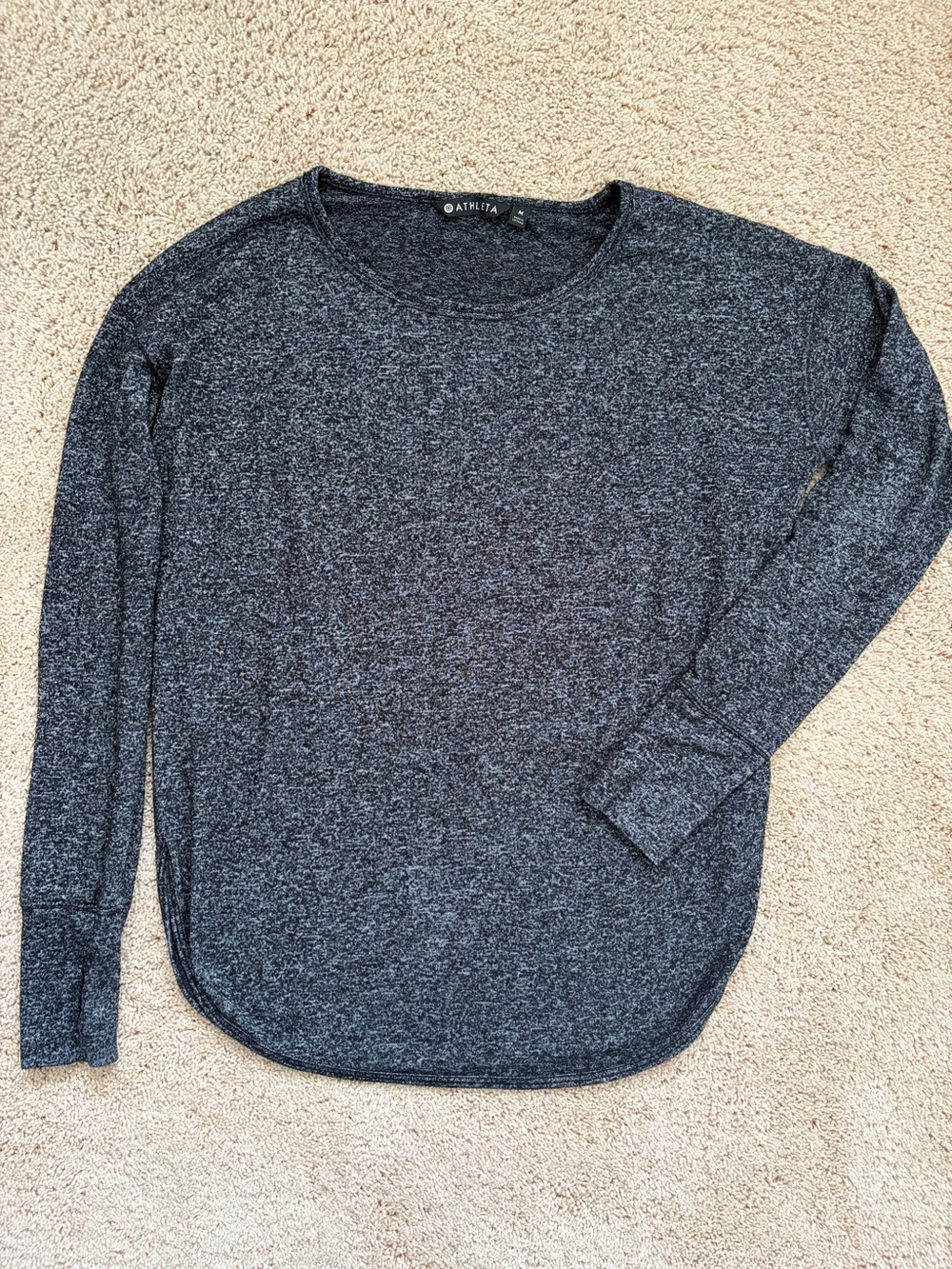 Athleta Long Sleeve Heathered Charcoal Gray Top